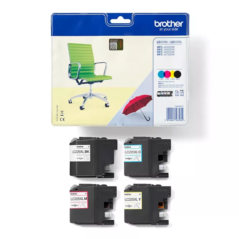 Tinteiro Brother LC-229XLVALBP 4 unid. Original Preto, Ciano, Magenta, Amarelo