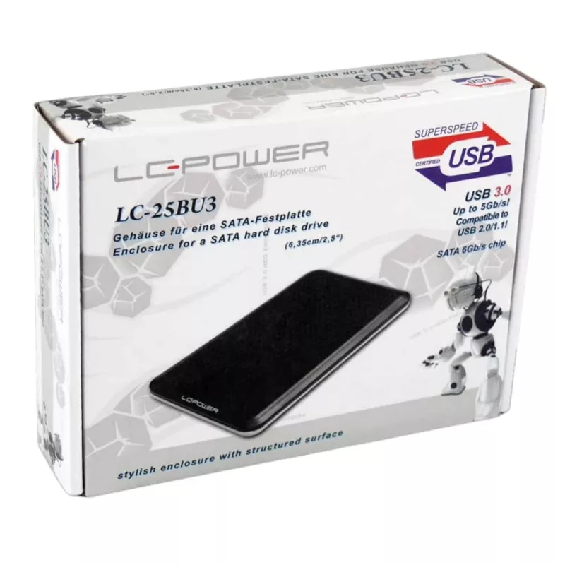 Caixa para disco LC-POWER Lc-25bu3 - USB 3.0 6,35cm/2.5in Preto