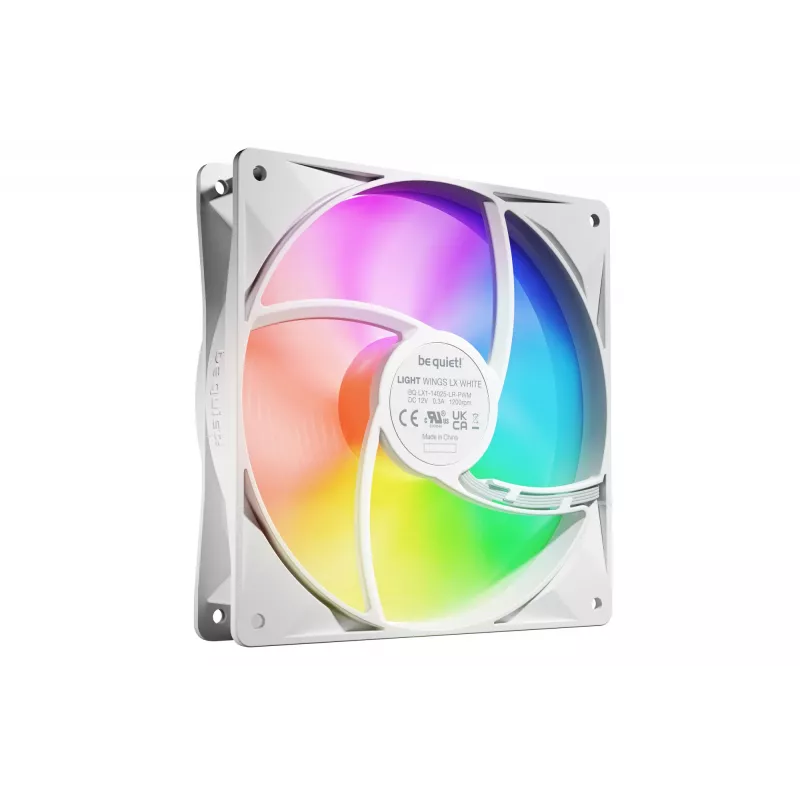 bequiet! LIGHT WINGS LX 140mm PWM Pack de 3 Branco — Ventoinha 140×25 mm, 1200 rpm, 95 m³/h, LEDs RGB