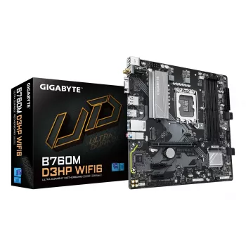 Placa-mãe GIGABYTE B760M D3HP WIFI6 - suporta CPUs Intel Core de 14.ª geração, VRM digital 4+1+1 fases, até 5600 MHz DDR5, 2xPCIe 4.0 M.2, Wi-Fi 6, GbE LAN, USB 3.2 Gen1
