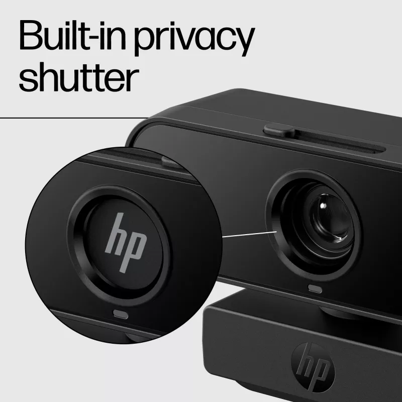 HP 435 FHD webcam (77B10AA), 2 MP, 1920 x 1080, 30 fps, USB-A 2.0, focagem automática, cobertura de privacidade, microfone duplo, preto