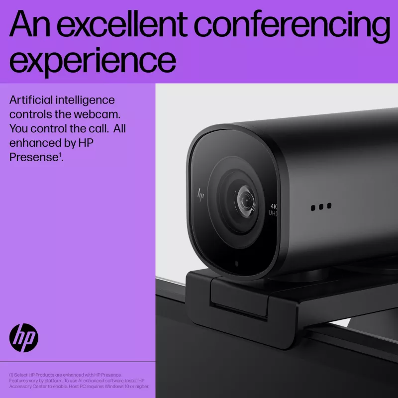 Webcam HP 965 4K Streaming, 8 MP, 3840 x 2160 píxeis, Full HD, 60 fps, 1280x720@30fps, 1280x720@60fps, 1920x1080@30fps, 1920x1080@60fps, 3840x2160@30fps, USB