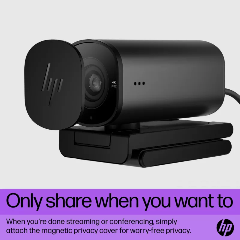 Webcam HP 965 4K Streaming, 8 MP, 3840 x 2160 píxeis, Full HD, 60 fps, 1280x720@30fps, 1280x720@60fps, 1920x1080@30fps, 1920x1080@60fps, 3840x2160@30fps, USB
