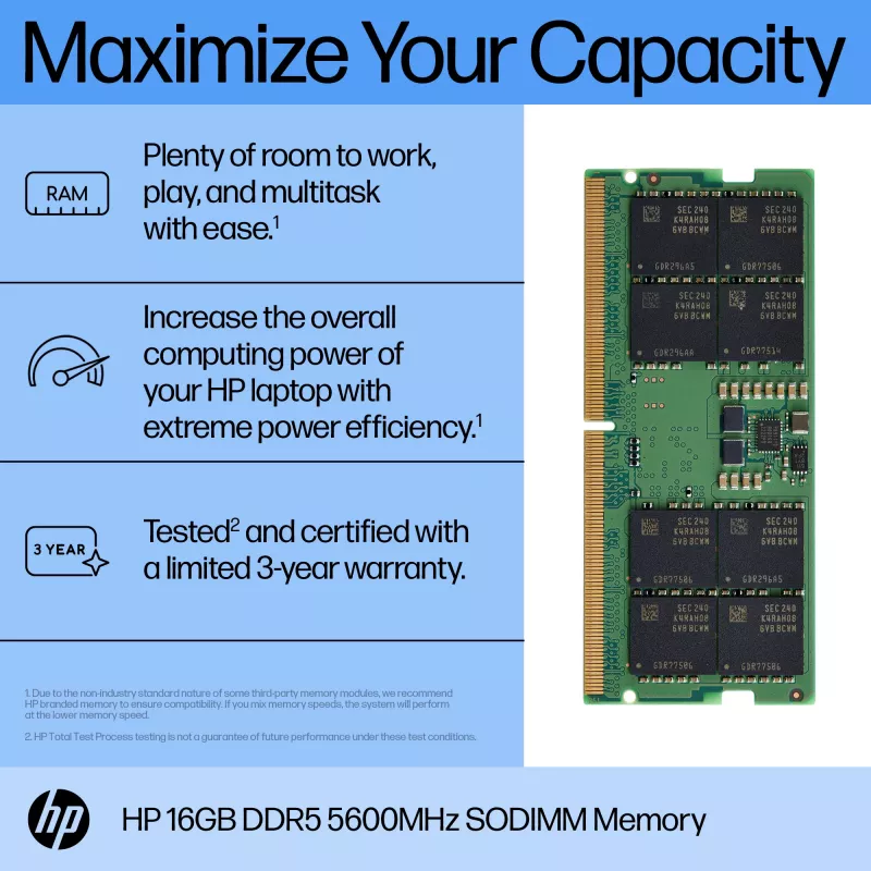 Módulo de memória HP 16GB DDR5 5600 SODIMM 1 x 16 GB 5600 MHz
