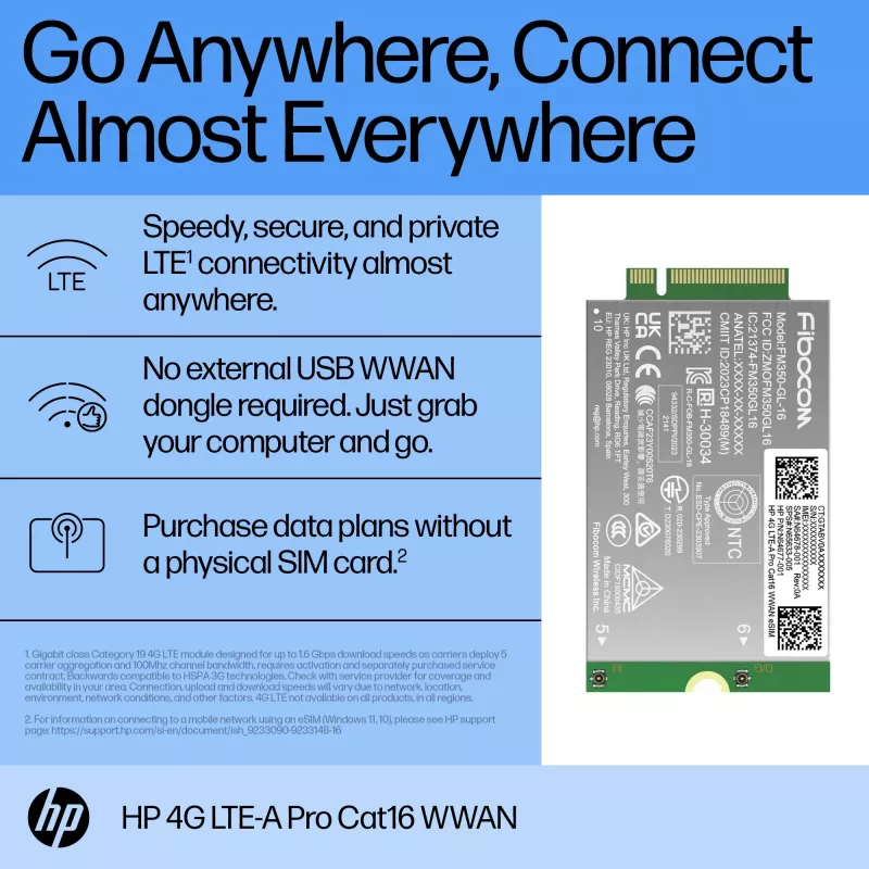 Placas/adaptadores de interface HP 4G LTE-A Pro Cat16 WWAN