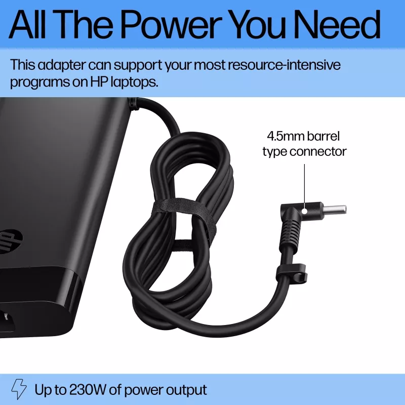 Transformador CA HP Smart de 230 W (AQ9X8AA) para portátil, para interior, entrada de 115 V, 4,5 mm, ficha UE, preto