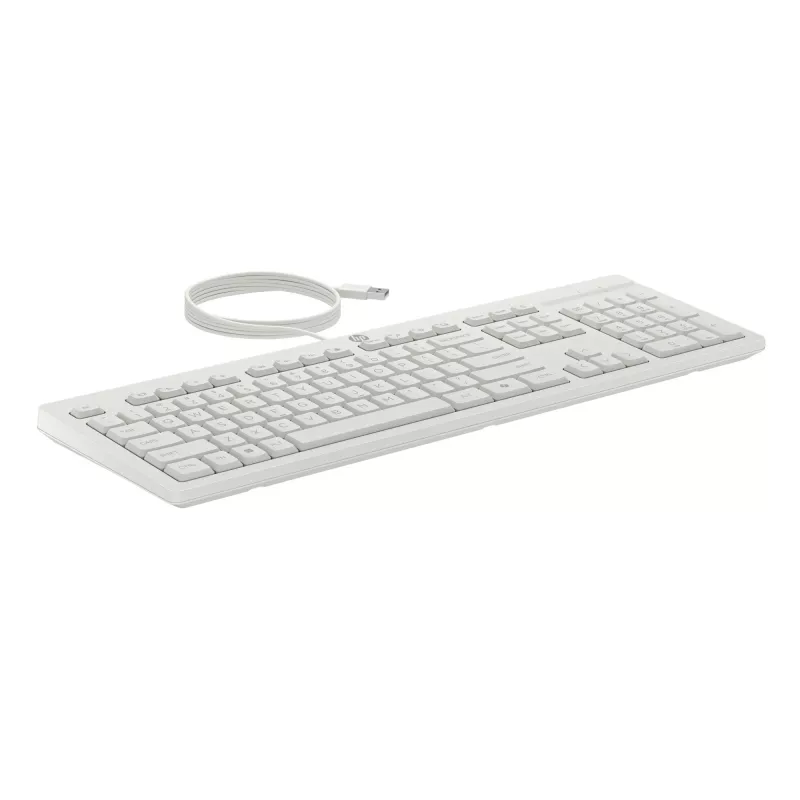 Conjunto de rato e teclado com fios HP 225, tamanho completo (100%), com fios, USB, branco, rato incluído