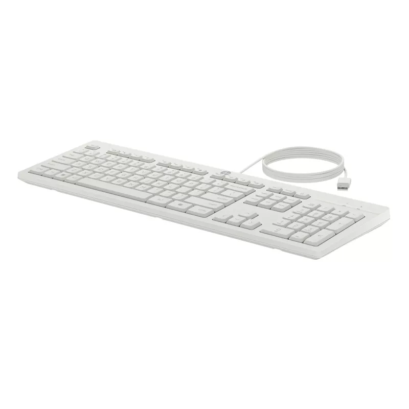 Conjunto de rato e teclado com fios HP 225, tamanho completo (100%), com fios, USB, branco, rato incluído