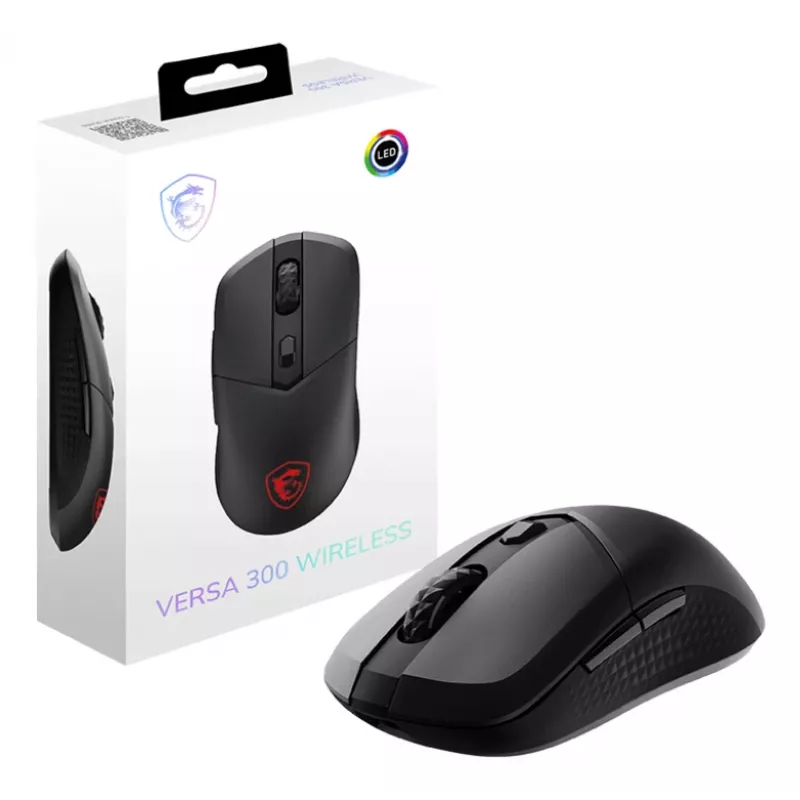 Rato MSI VERSA 300 Gaming para destro RF Wireless + Bluetooth + USB Type-C ótico 8000 DPI