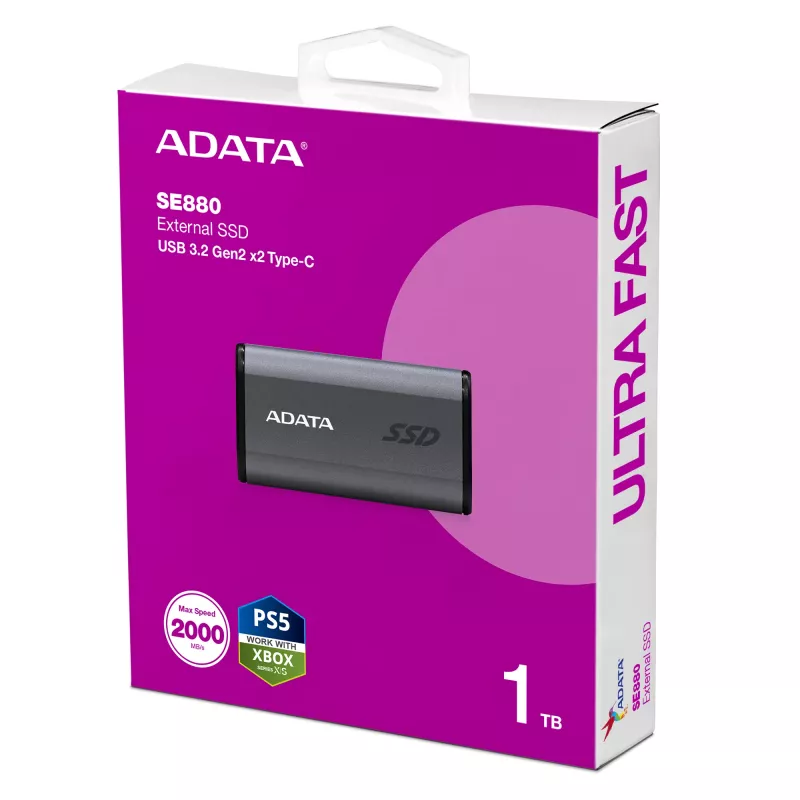 ADATA SE880 1 TB USB Type-C 3.2 Gen 2 (3.1 Gen 2) cinzento