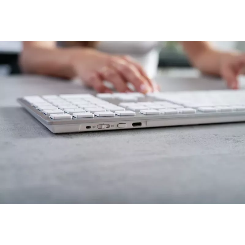 Teclado CHERRY KW 9100 fino FOR MAC Universal USB + Bluetooth AZERTY Francês prateado