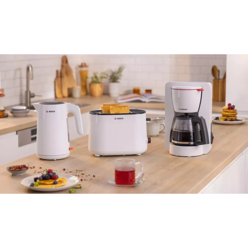 Chaleira Bosch TWK2M161, 1,7 l, 2400 W, branco, corpo em plástico, base 360°