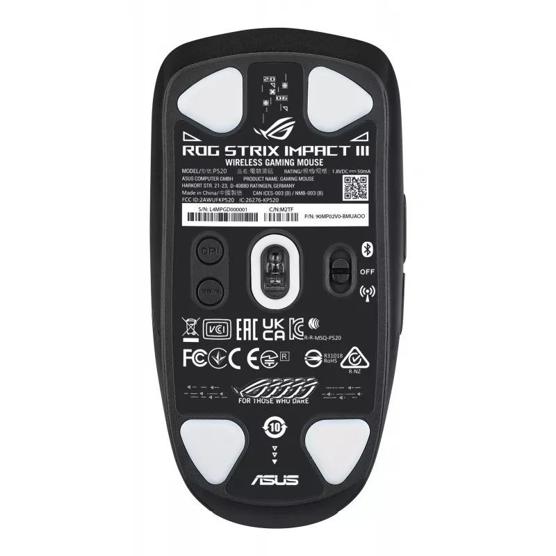 Rato ASUS ROG Strix Impact III Wireless Gaming ambidestro RF Wireless + Bluetooth ótico 36000 DPI