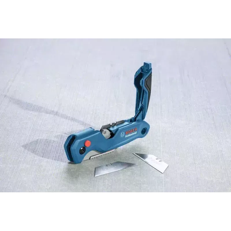 Faca universal Bosch 1 600 A02 7M4 azul, faca dobrável em aço inoxidável