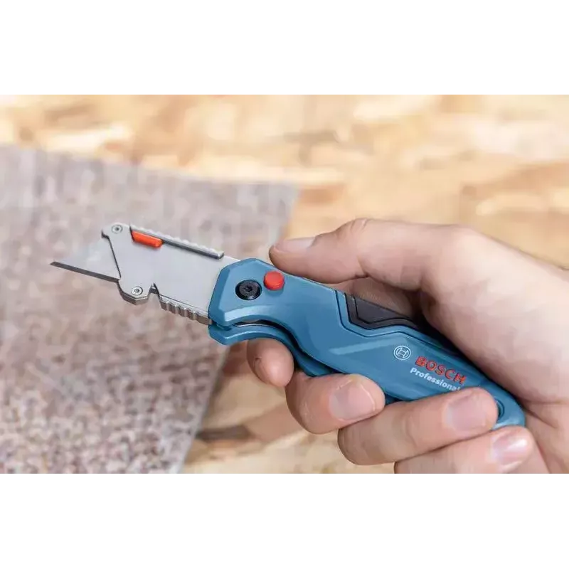 Faca universal Bosch 1 600 A02 7M4 azul, faca dobrável em aço inoxidável