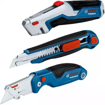 Faca universal Bosch 1 600 A02 7M4 azul, faca dobrável em aço inoxidável