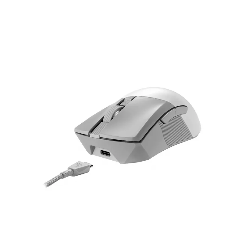 Rato gaming ASUS ROG Gladius III Wireless Aimpoint White para destro, RF Wireless + Bluetooth + USB Type-A, ótico, 36000 DPI