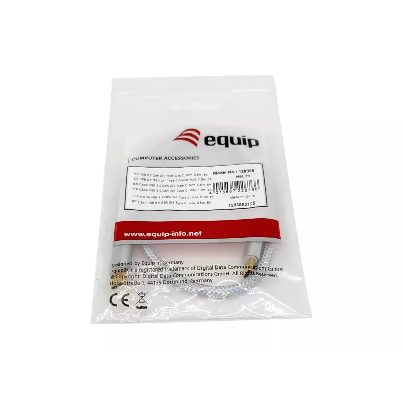 Cabo Equip USB 3.2 Gen 2 Type-C para C, M/M, 0,5 m, 5A