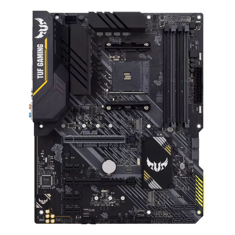 Placa-mãe ASUS TUF GAMING B450-PLUS II ATX, AMD B450, Socket AM4, 4×DIMM DDR4, 128GB, 1×M.2, 6×SATA, HDMI 2.0b, DP1.2, Gigabit LAN