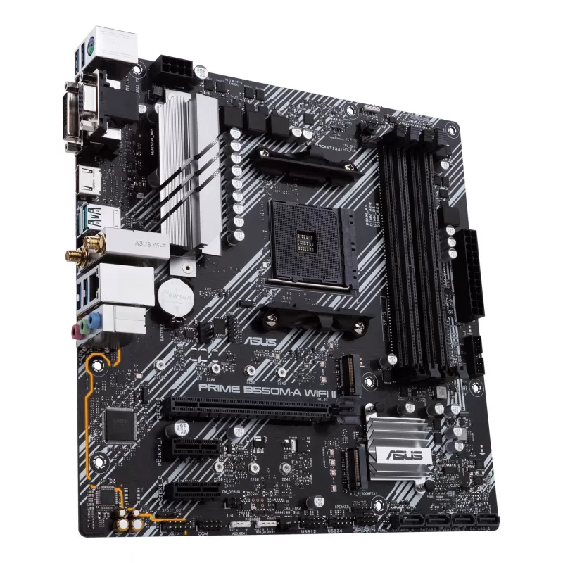 Placa-mãe ASUS PRIME B550M-A WIFI II micro ATX — AMD B550, Socket AM4, DDR4, 4 DIMM, Wi‑Fi 6, Bluetooth 5.2, 2x M.2, HDMI 2.1