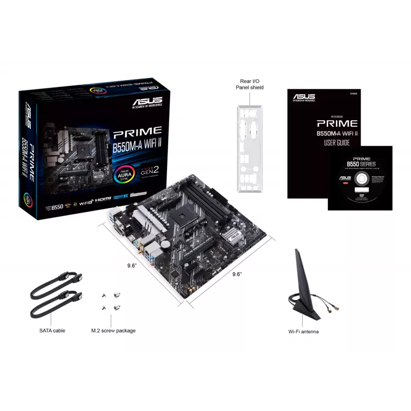 Placa-mãe ASUS PRIME B550M-A WIFI II micro ATX — AMD B550, Socket AM4, DDR4, 4 DIMM, Wi‑Fi 6, Bluetooth 5.2, 2x M.2, HDMI 2.1