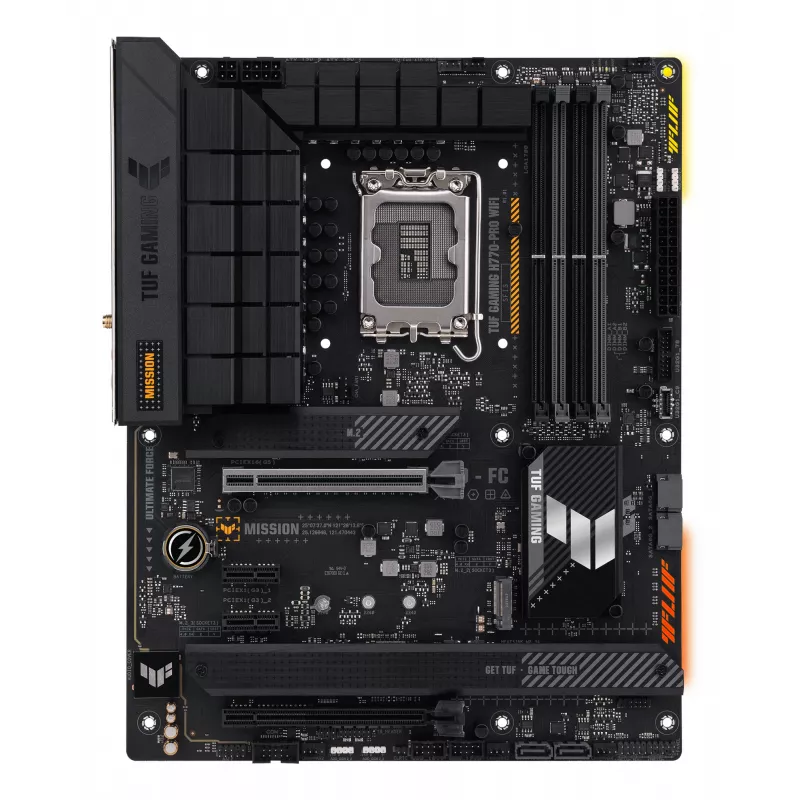 Placa-mãe ASUS TUF GAMING H770-PRO WIFI — Intel H770, LGA 1700, ATX, DDR5, 4x DIMM, 128GB, Wi‑Fi 6, 2.5Gb LAN, 4x M.2