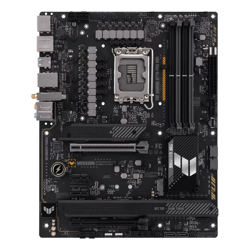 Placa-mãe ASUS TUF GAMING H770-PRO WIFI — Intel H770, LGA 1700, ATX, DDR5, 4x DIMM, 128GB, Wi‑Fi 6, 2.5Gb LAN, 4x M.2