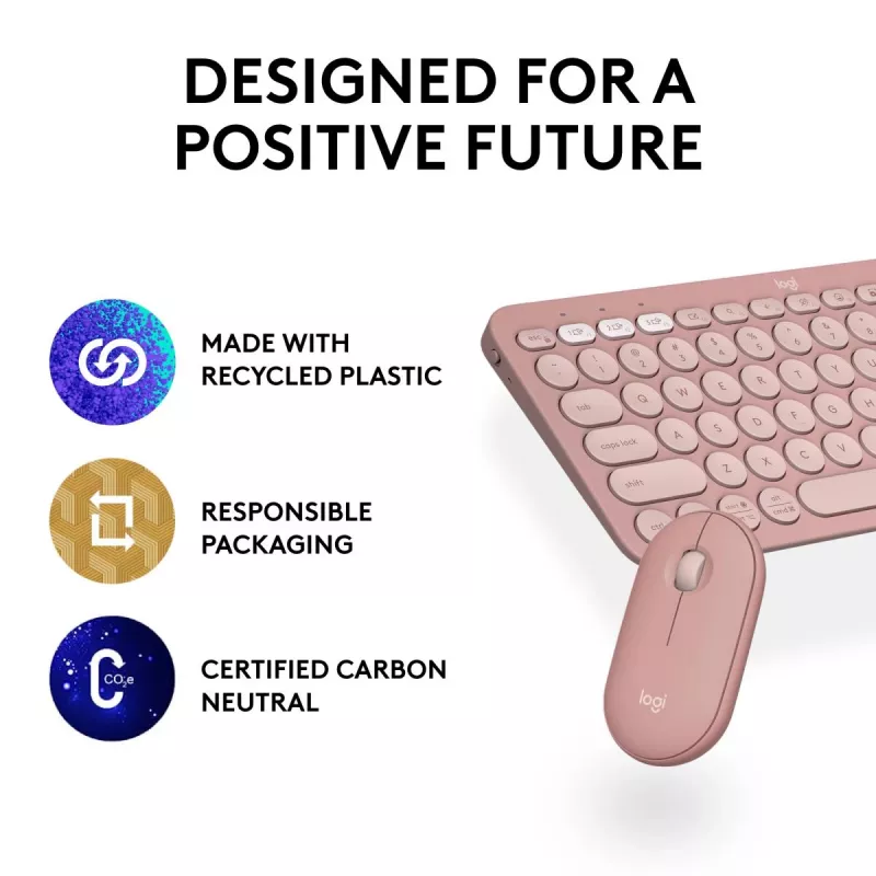 Logitech Pebble 2 Combo teclado e rato sem fios rosa QWERTY