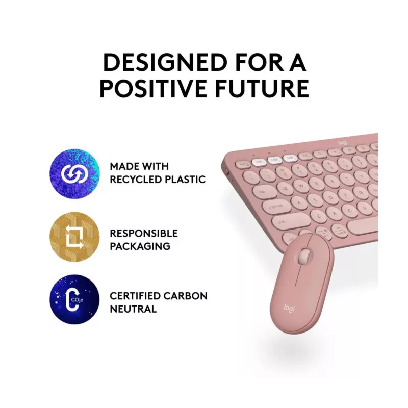 Logitech Pebble 2 Combo teclado e rato sem fios rosa QWERTY