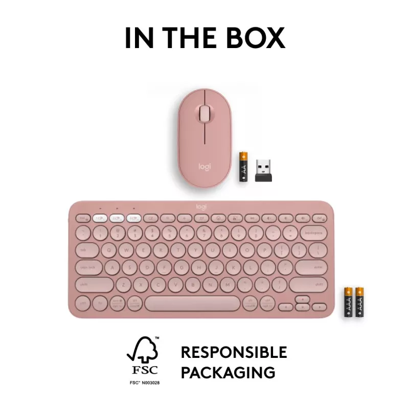 Logitech Pebble 2 Combo teclado e rato sem fios rosa QWERTY