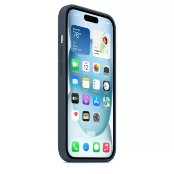 Capa Apple iPhone 15 silicone com MagSafe Storm Blue