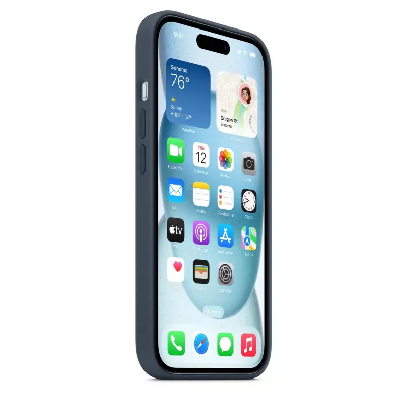 Capa Apple iPhone 15 silicone com MagSafe Storm Blue