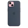 Capa Apple iPhone 15 silicone com MagSafe Storm Blue