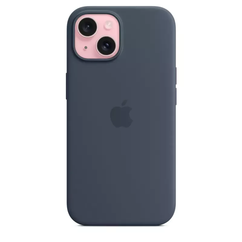 Capa Apple iPhone 15 silicone com MagSafe Storm Blue