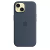Capa Apple iPhone 15 silicone com MagSafe Storm Blue