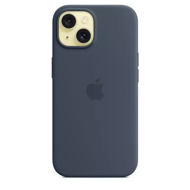 Capa Apple iPhone 15 silicone com MagSafe Storm Blue