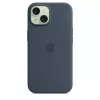 Capa Apple iPhone 15 silicone com MagSafe Storm Blue