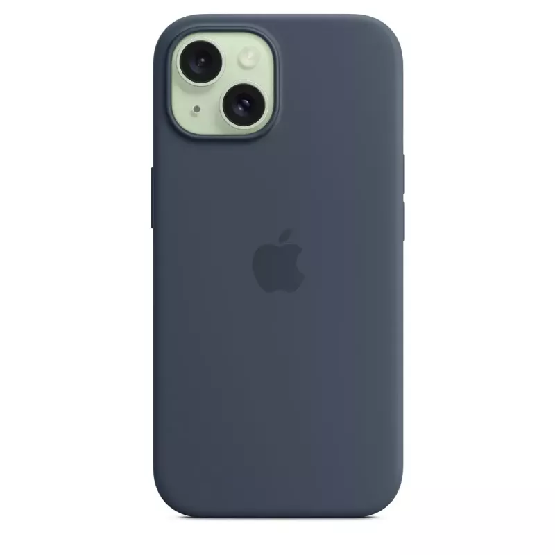 Capa Apple iPhone 15 silicone com MagSafe Storm Blue