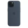 Capa Apple iPhone 15 silicone com MagSafe Storm Blue