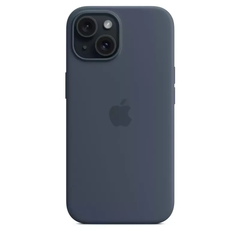 Capa Apple iPhone 15 silicone com MagSafe Storm Blue