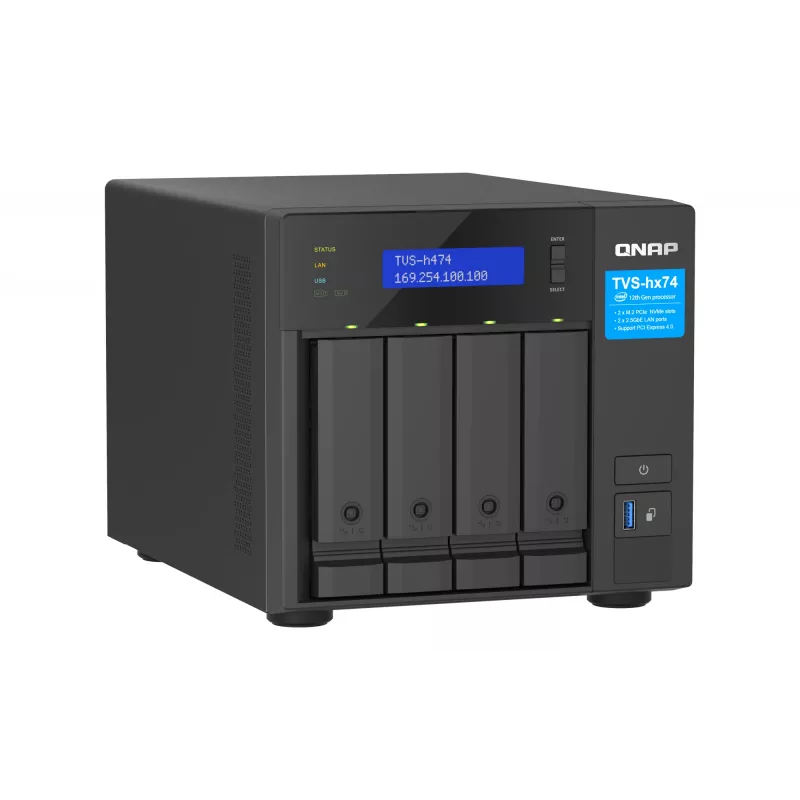 NAS QNAP TVS-H474 Torre Intel® Pentium® G7400 8 GB DDR4 0 TB QuTS hero Black
