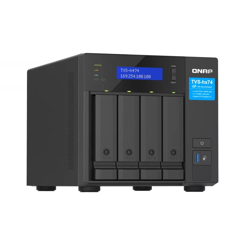 NAS QNAP TVS-H474 Torre Intel® Pentium® G7400 8 GB DDR4 0 TB QuTS hero Black