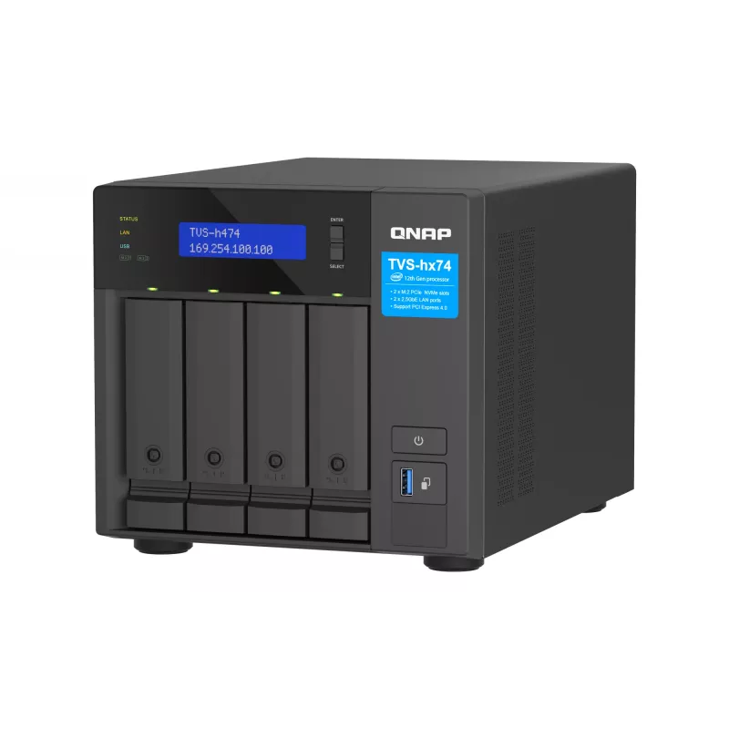 NAS QNAP TVS-H474 Torre Intel® Pentium® G7400 8 GB DDR4 0 TB QuTS hero Black