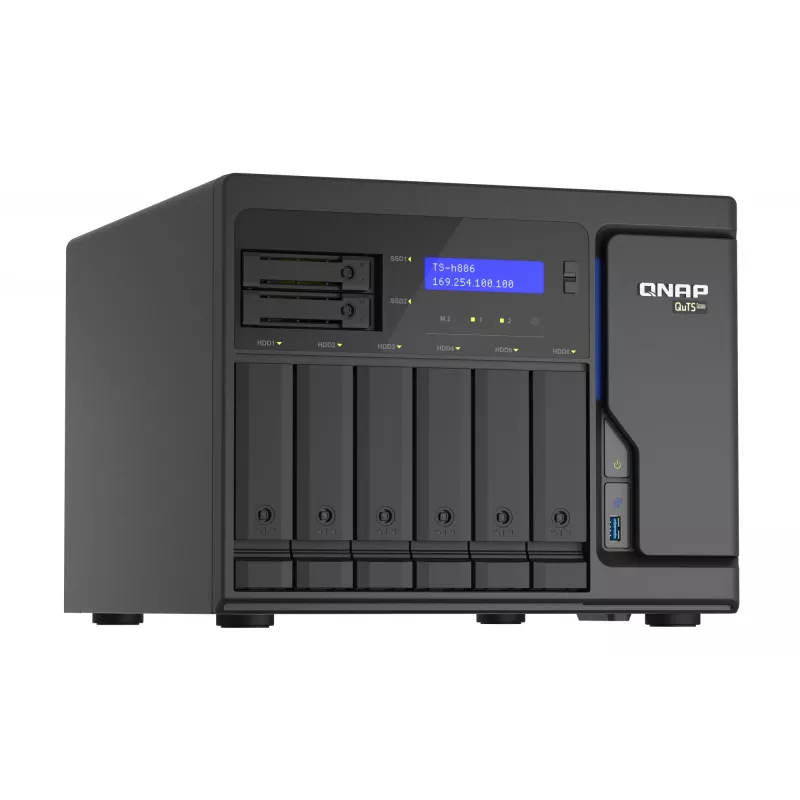 NAS QNAP TS-h886 Torre Intel® Xeon® D D-1602 8 GB DDR4 0 TB QuTS hero Black