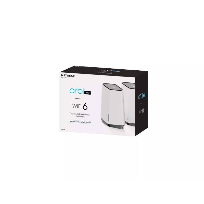 Sistema Mesh NETGEAR Orbi Pro WiFi 6 Tri-band (SXK80) Tri-band (2.4 GHz / 5 GHz / 5 GHz) Wi-Fi 6 (802.11ax) Cinzento, Branco 9 Interno