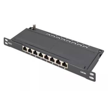 Patch Panel DIGITUS CAT6A blindado, 8 portas 1/2U, instalação em rack de 10