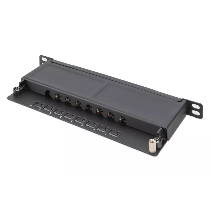 Patch Panel DIGITUS CAT6A blindado, 8 portas 1/2U, instalação em rack de 10