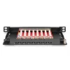 Patch Panel DIGITUS CAT6A blindado, 8 portas 1/2U, instalação em rack de 10