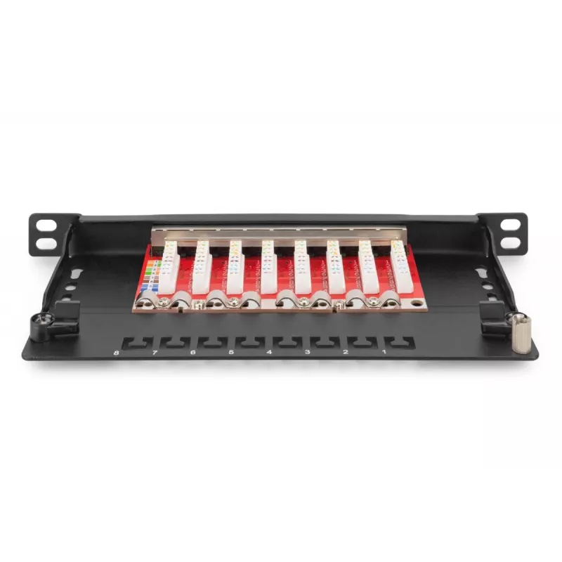 Patch Panel DIGITUS CAT6A blindado, 8 portas 1/2U, instalação em rack de 10