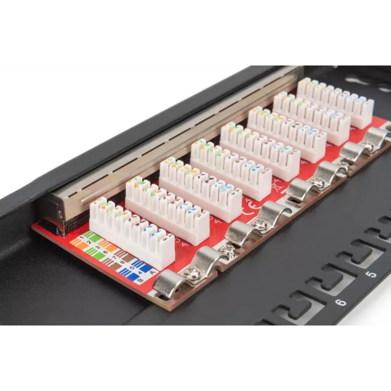 Patch Panel DIGITUS CAT6A blindado, 8 portas 1/2U, instalação em rack de 10